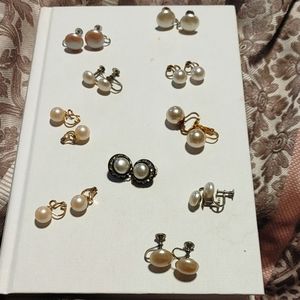 VINTAGE LOT PEARL CLIP EARRINGS